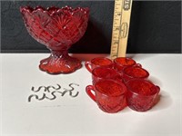 Westmoreland Ruby Red Glass Punch Set