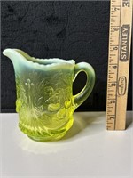 Dugan Opalescent Vaseline/Uranium Glass Creamer