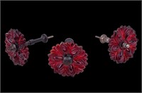 Red Glass Curtain Holders (Set of 3)