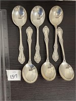 STERLING IS WILD ROSE 6 SOUP SPOONS  6.81 OZT