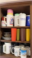 Tupperware glasses and contents of shelves