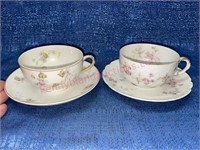 (2) Haviland Limoges cups & saucers