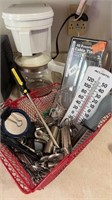 Coffee pot/ thermometer and misc