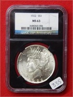 1922 Peace Silver Dollar NGC MS63