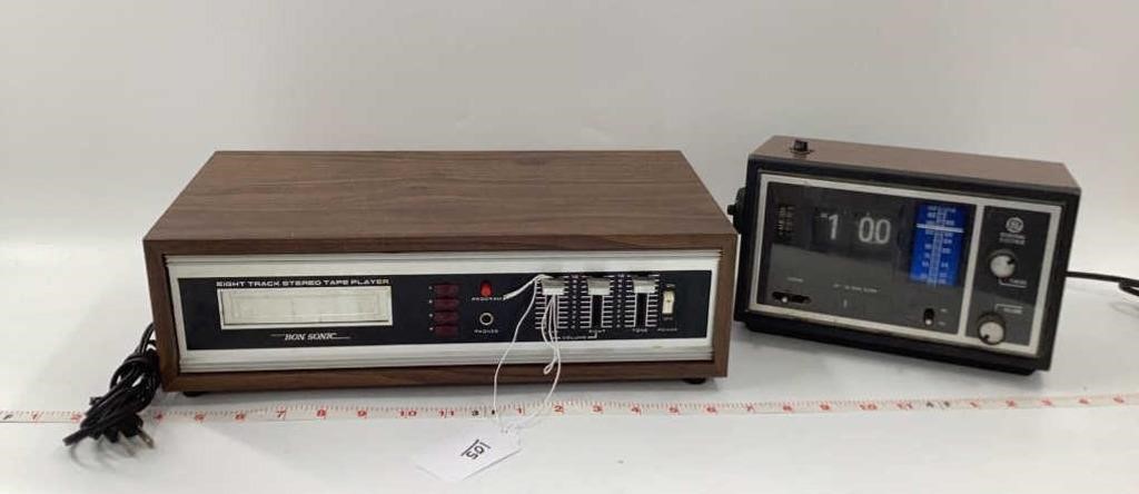 Eight Track Stereo Player and GE Clock radio