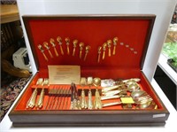 64 PC ITALIAN GOLD PLATED FLATWARE IN CASE