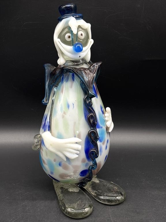 Hand Made Art Glass Clown 10”