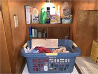 Laundry Basket and Cleaning Supplies