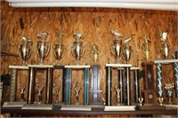 lot of fishing trophies