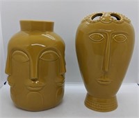 Contemporary Modernist 2 pc Pottery Vases