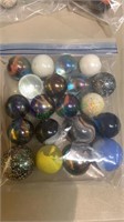 Bag of 10 vintage marbles - large shooter glass