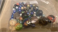 Bag of vintage marbles - 10 large shooter marbles,