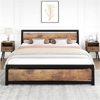 Industrial King Bed Frame with Headboard
