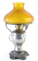 Art Nouveau Table Lamp with Amber Shade