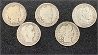 5 Different Date Barber Quarters, see pic for