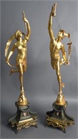 Classical Gilt Bronzes of Mercury & Fortuna