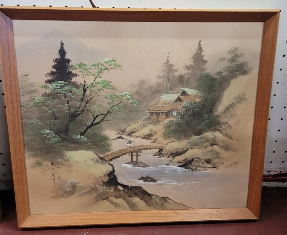 Antique Chinese Painting on silk signed 17 x 15