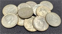 (12) 40% Silver Kennedy Half Dollars