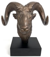 Large Vintage Brass Rams Head Sculpture
