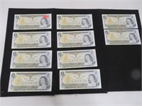 10 Can $1 bills, consecutive serial numbers, UNC
