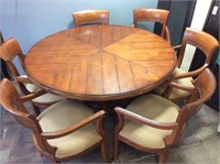 CENTURY FURNITURE, HICKORY, NC DINING TABLE AND 6