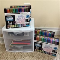 4 Boxes of Gel Pens, Organizer & More