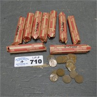 (9) Rolls of 1950's D Mint Lincoln Wheat Pennies
