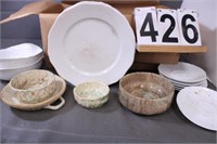 Box W/ Mikasa Dishes - Other Green Spatter Dishes