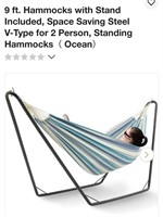 NEW 9 ft. Double Hammock w/ Stand, Ocean