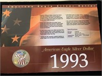 1993 American Eagle Silver Dollar w/COA