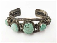 Old Sterling Silver & Turquoise Bracelet.