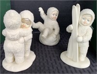 Lot of 3 Painted Bisque Porcelain "Snow Babies"