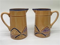 Pair of Block Ceramic Pitchers, Canyon Pattern