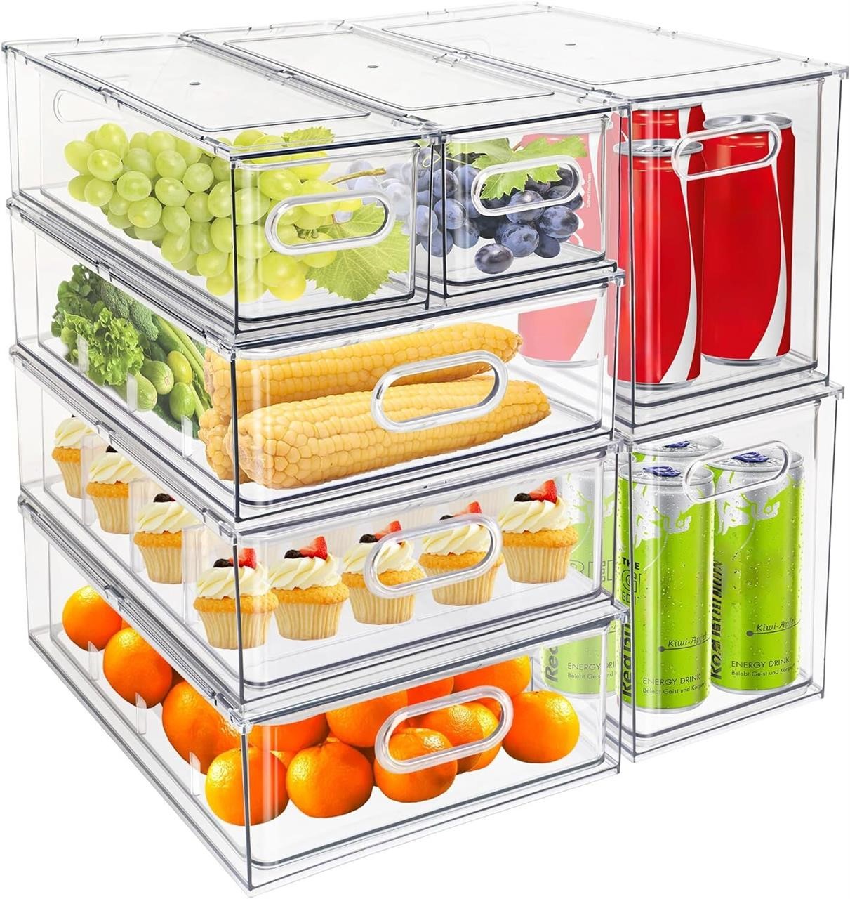 MineSign 7 pack Stackable Fridge Organizers