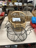 ROOSTER/ BIRD WIRE BASKETS AND MORE