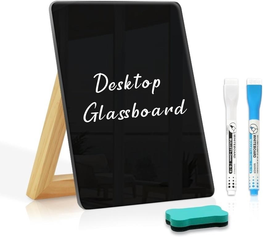 New Desktop Black Glass Dry Erase Board