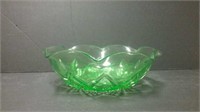 Uranium Depression Glass Fruit Bowl Has A Small