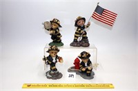(4) Ready For Action collectible bear figurines