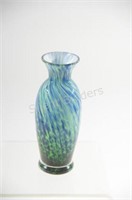 Murano Glass Tall Swirl Vase w White Interior