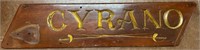 65" Cyrano Wood Ship Name Sign