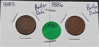 2X BID - 1885, 1886 INDIAN HEAD CENTS