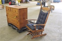 Dresser 42"x18"x34", Wood Rocking Chair W/ Cushion