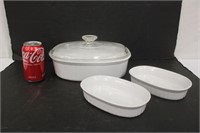 French White Corning Casserole Dishes ~ READ