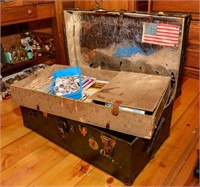 Vintage trunk 31" long. Contents is a large