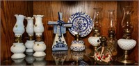 Assorted collection of miniature oil lamps & more