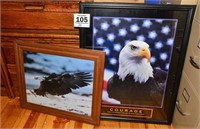 Framed eagle art pictures (2) Lgst is 24" x 30"
