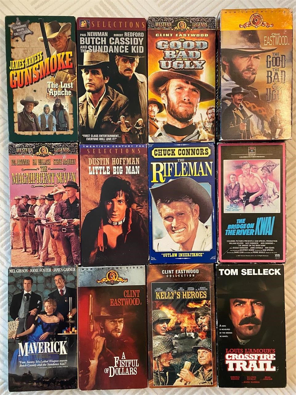 Western/War VHS Movie Lot of 12