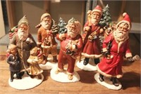 Lot of 5 Ceramic Santas