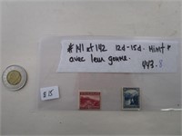 #141-142  12¢ et 15¢  Mint avec gum TN