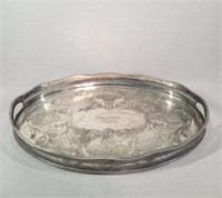 Silver On Copper Large Oval Tray